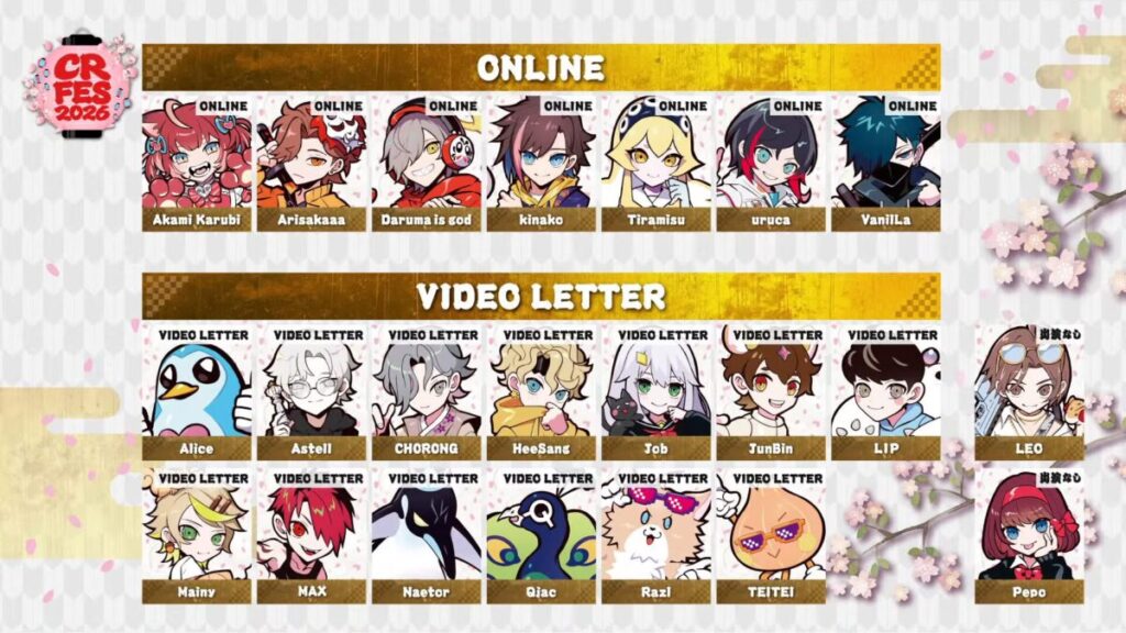 CRFES2026のオンライン、ビデオレターメンバー